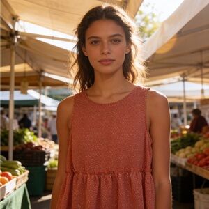 Everly Rust Sleeveless Blouse